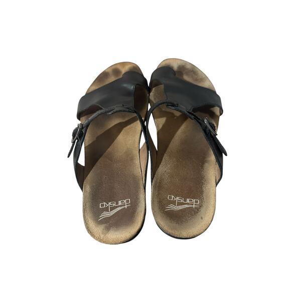 Dansko Remi Black Leather Burnished Leather Sandals Womens 41 EU 10.5 US Buckle - Picture 6 of 7